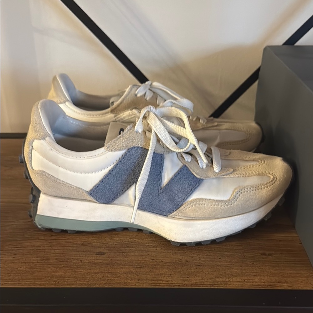New Balance 327 Blue and White Sneakers